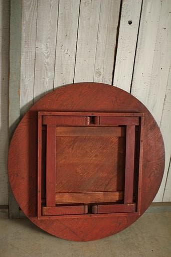 古い木製折り畳み丸テーブル　ちゃぶ台　天然木