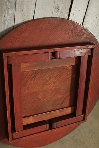 古い木製折り畳み丸テーブル　ちゃぶ台　天然木