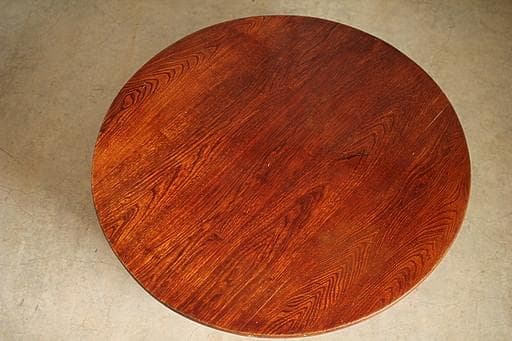 古い木製折り畳み丸テーブル　ちゃぶ台　天然木