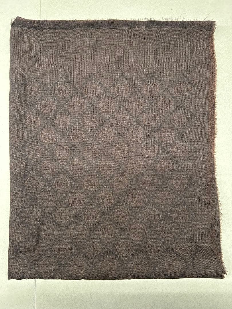 GUCCI ダークブラウン マフラー フリンジ付き