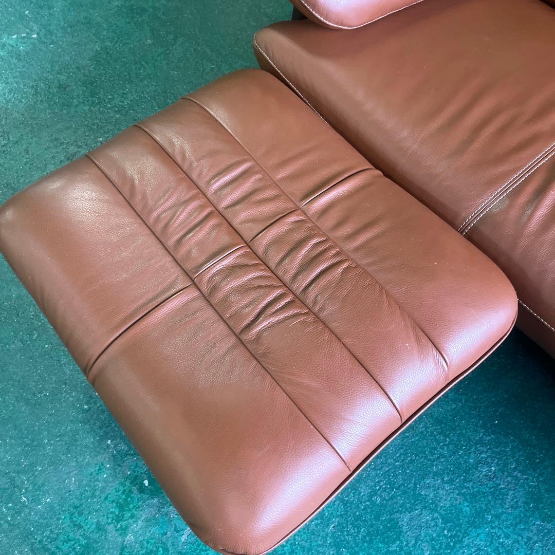 沙*弥様 ★アサヒ木工 ソファ 革張り 3人掛け 家具 高級ソファ オットマンつ