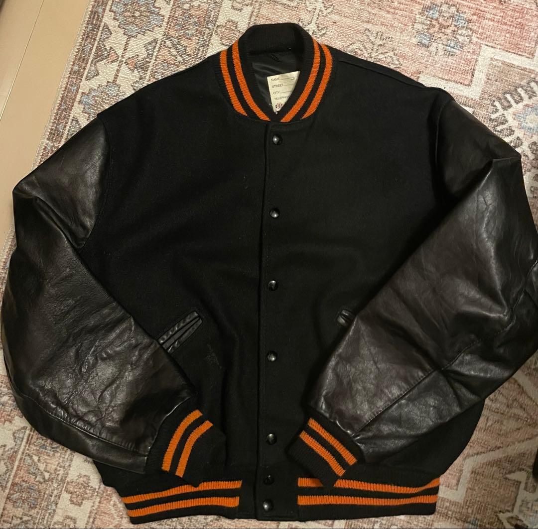 DELONG スタジャン レザージャケット 46サイズ 黒/オレンジ USA製