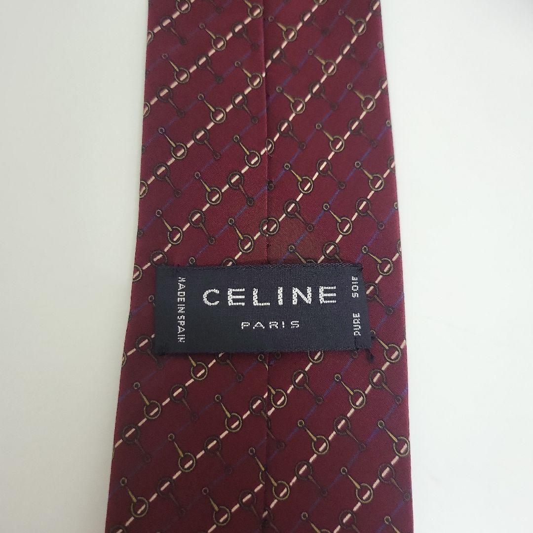 ア*ー様 極美品✨️CELINE セリーヌ ネクタイ ボルドー ホースビット マ