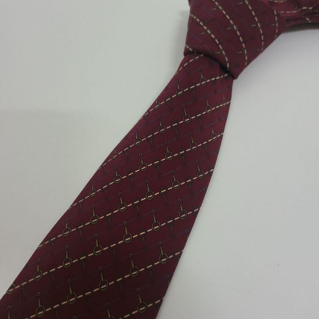 ア*ー様 極美品✨️CELINE セリーヌ ネクタイ ボルドー ホースビット マ