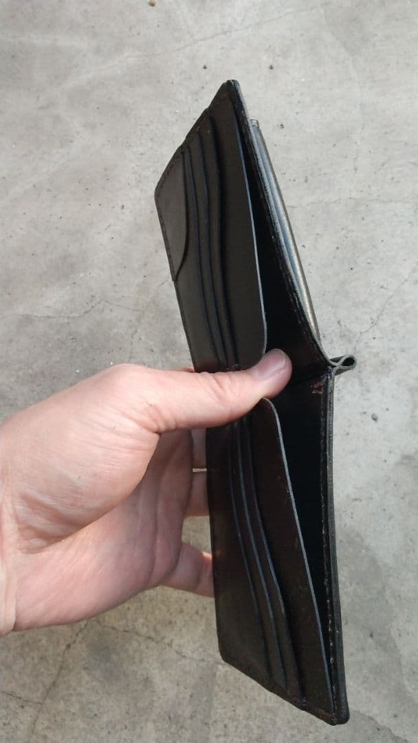 【ハンドメイド】黒ヌメ革の小銭入れ付きマネークリップ