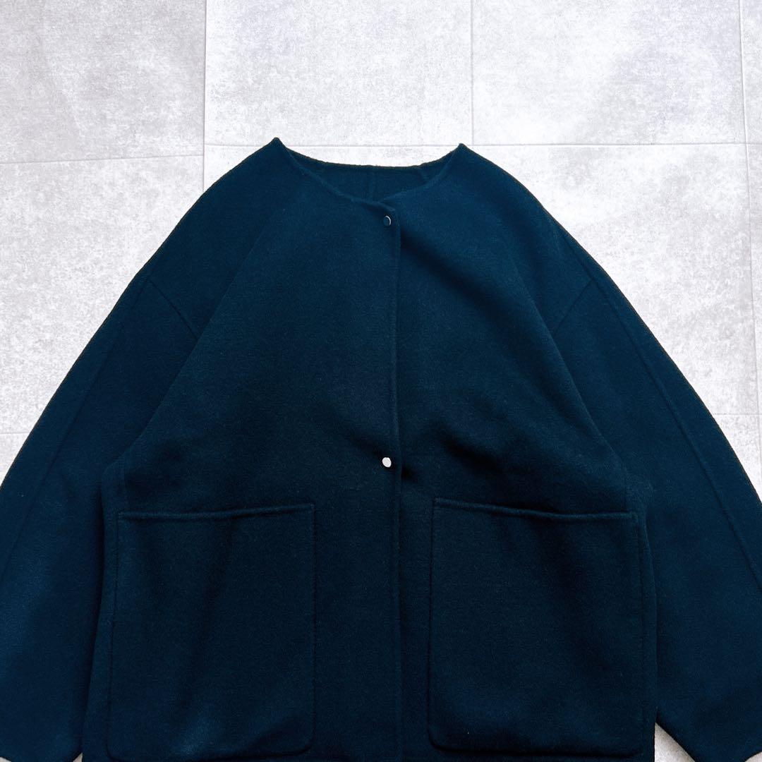 【新品タグ付き】スピックアンドスパン ビーバーストール付きセットコート 黒