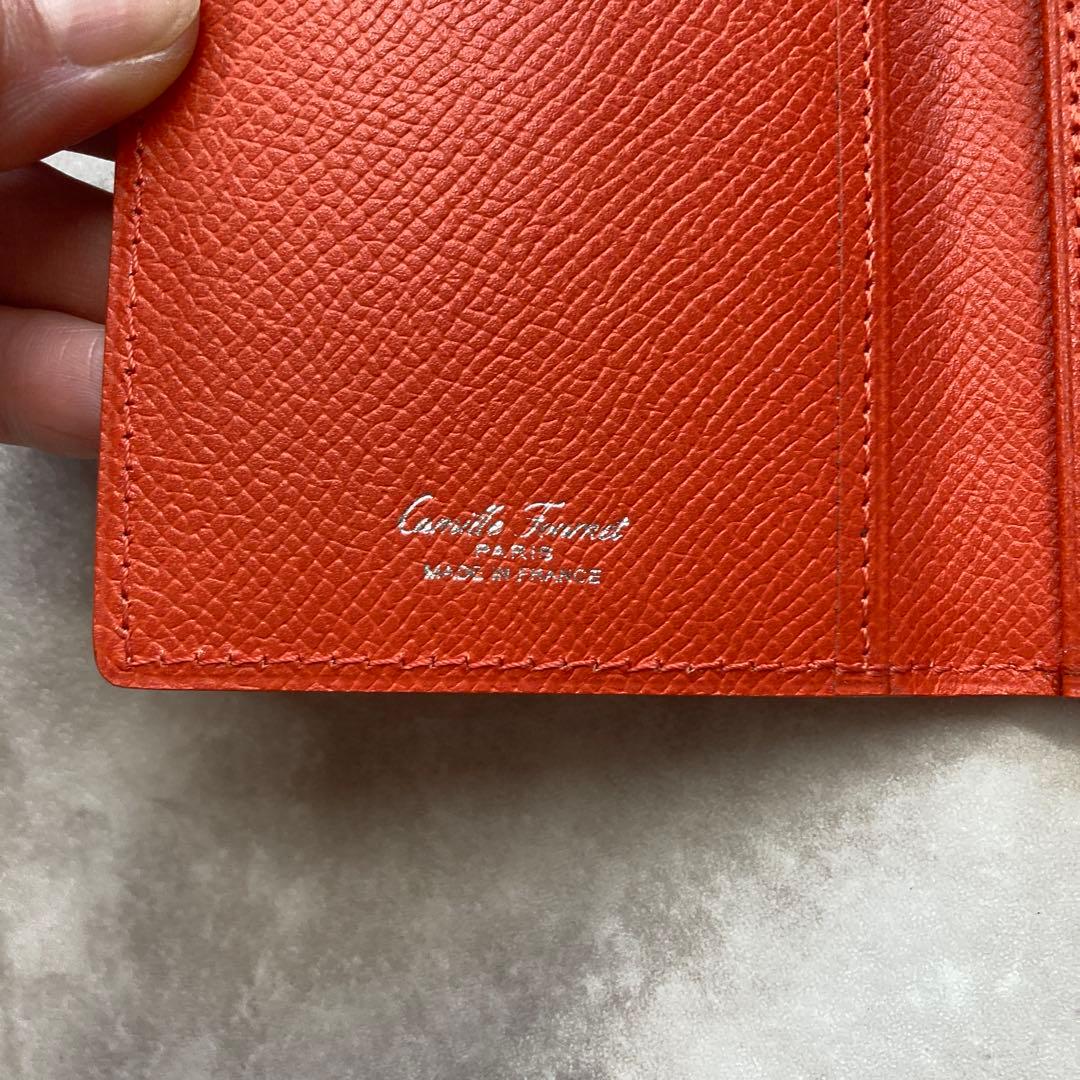 カミーユフォルネ　オレンジ レザー 二つ折り財布