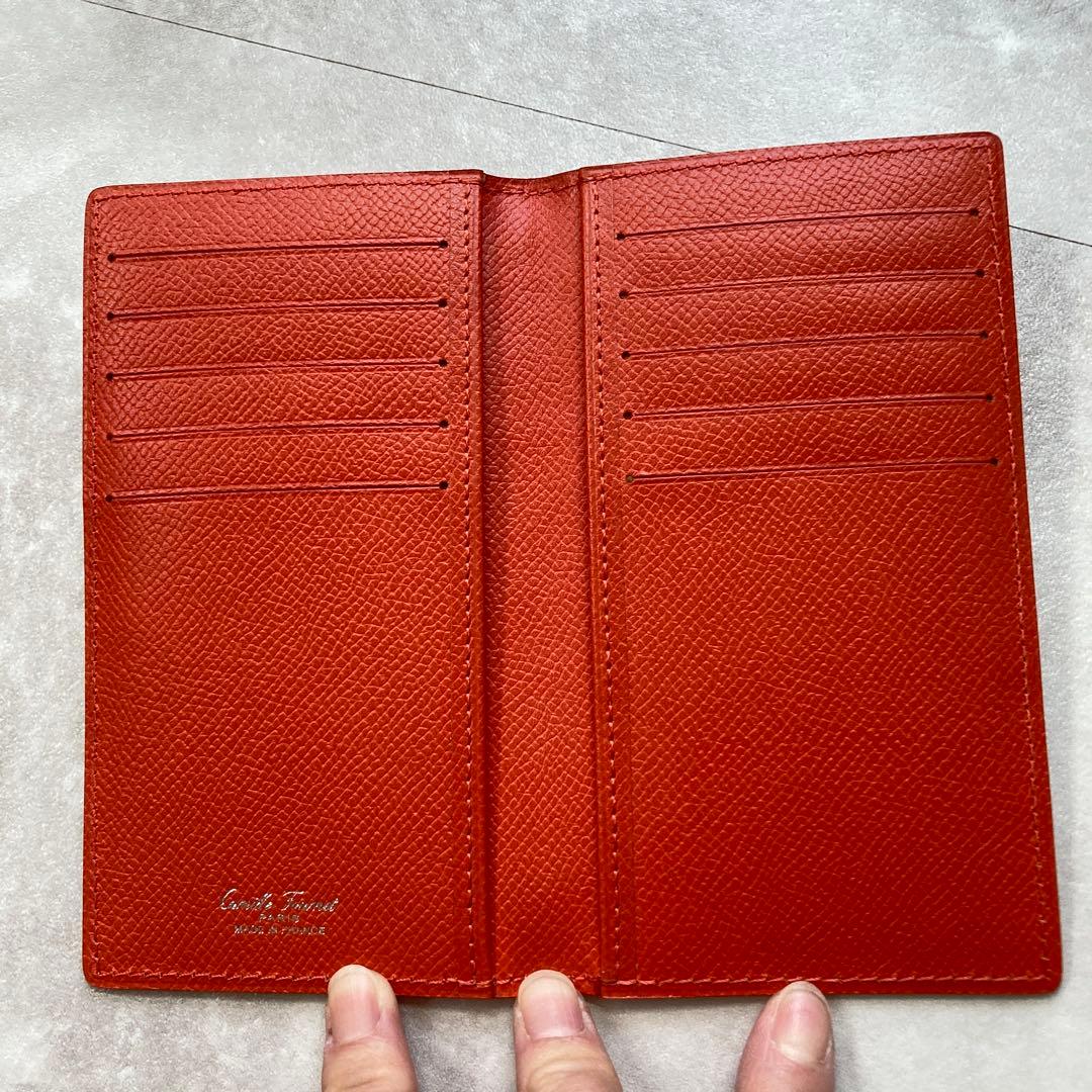 カミーユフォルネ　オレンジ レザー 二つ折り財布