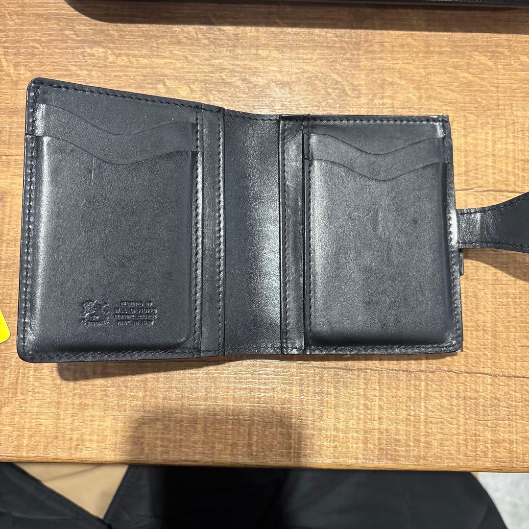 IL BISONTE ガマ口二つ折り財布 黒