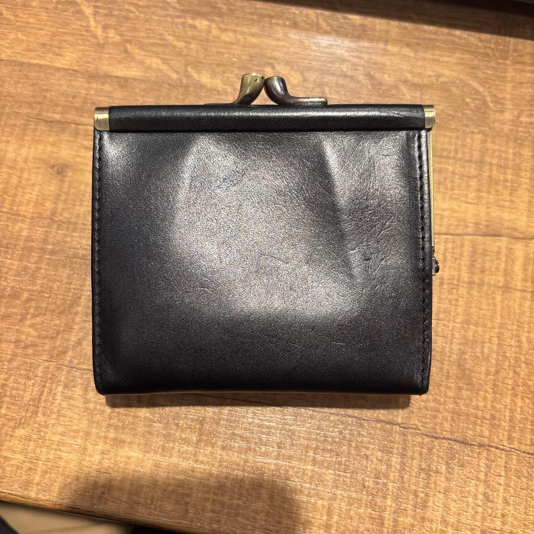 IL BISONTE ガマ口二つ折り財布 黒