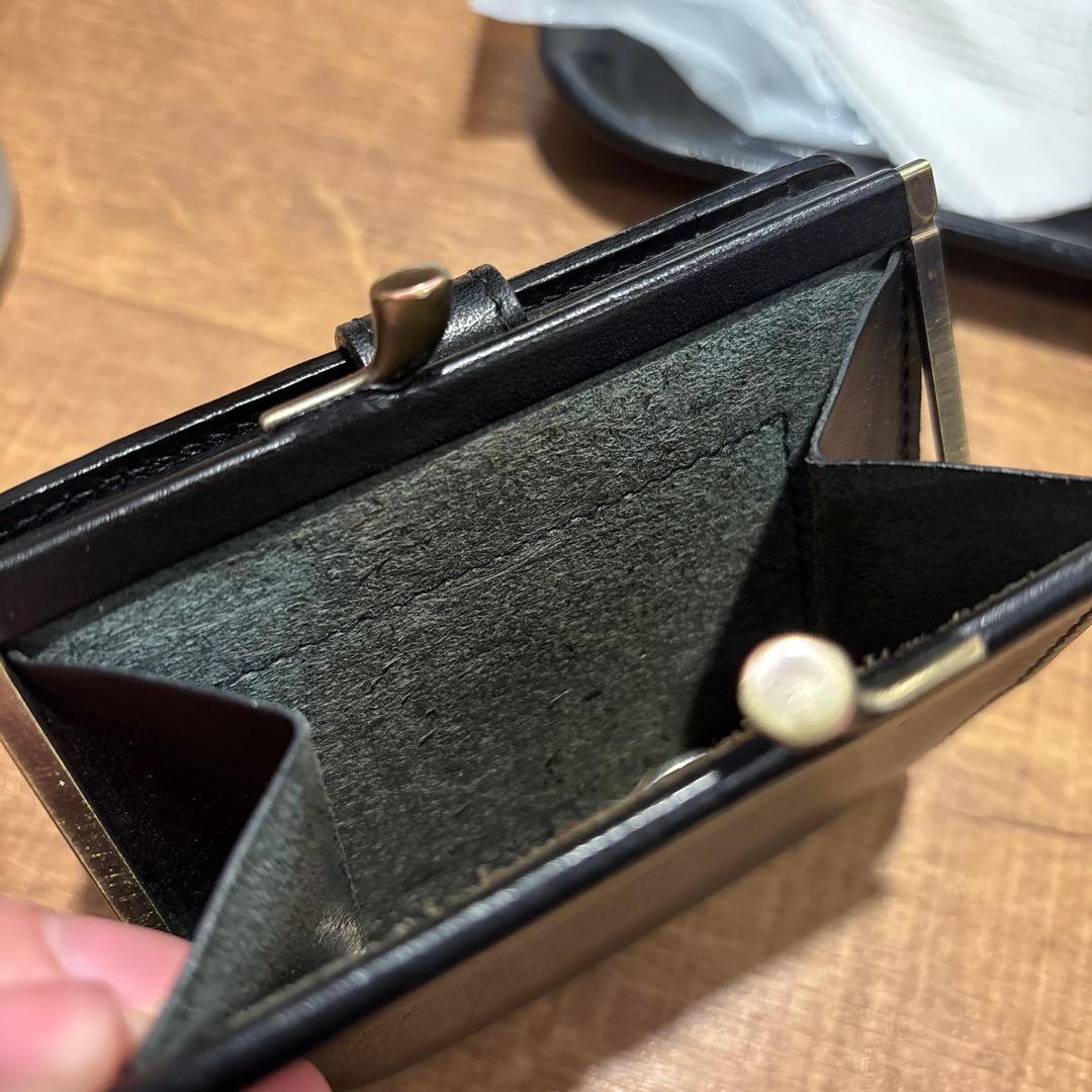 IL BISONTE ガマ口二つ折り財布 黒