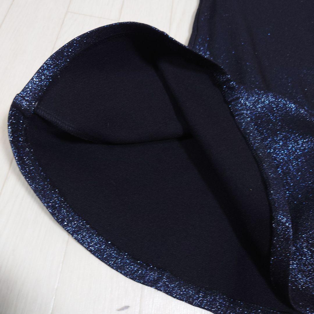 ランバンsize10/140サイズ　フレアカットワンピースドレス　青　キラキラ