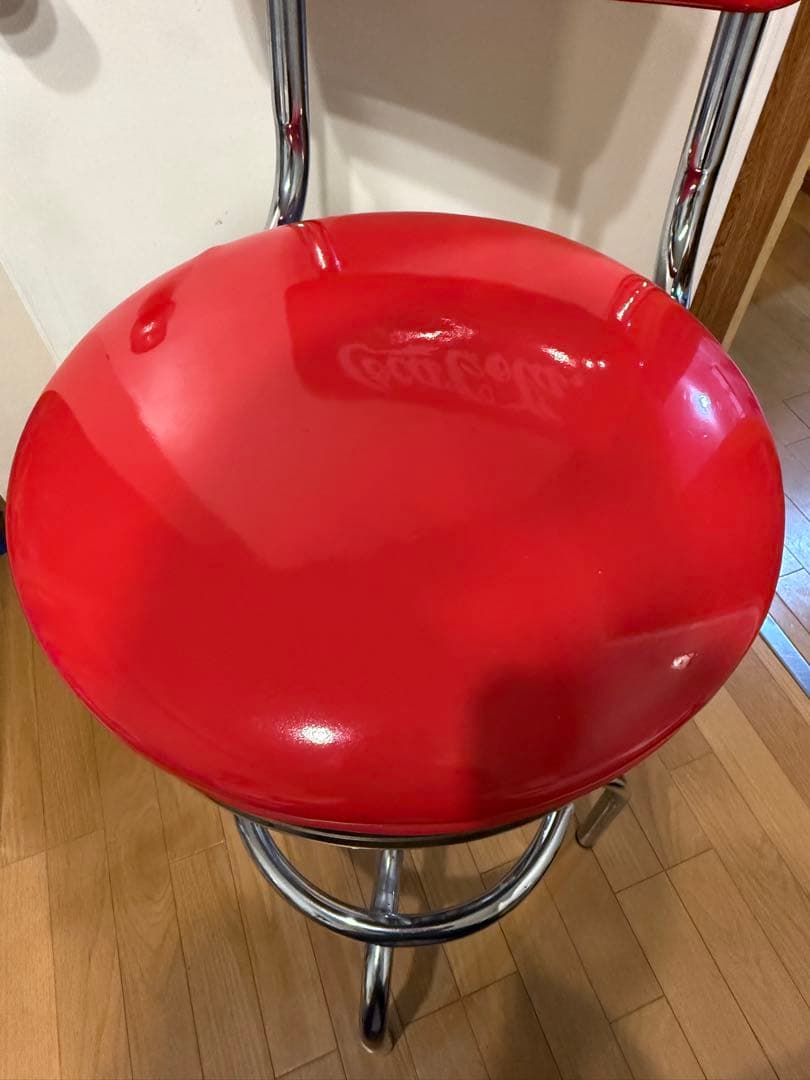 Coca-Cola バースタイル ハイチェア回転式 赤