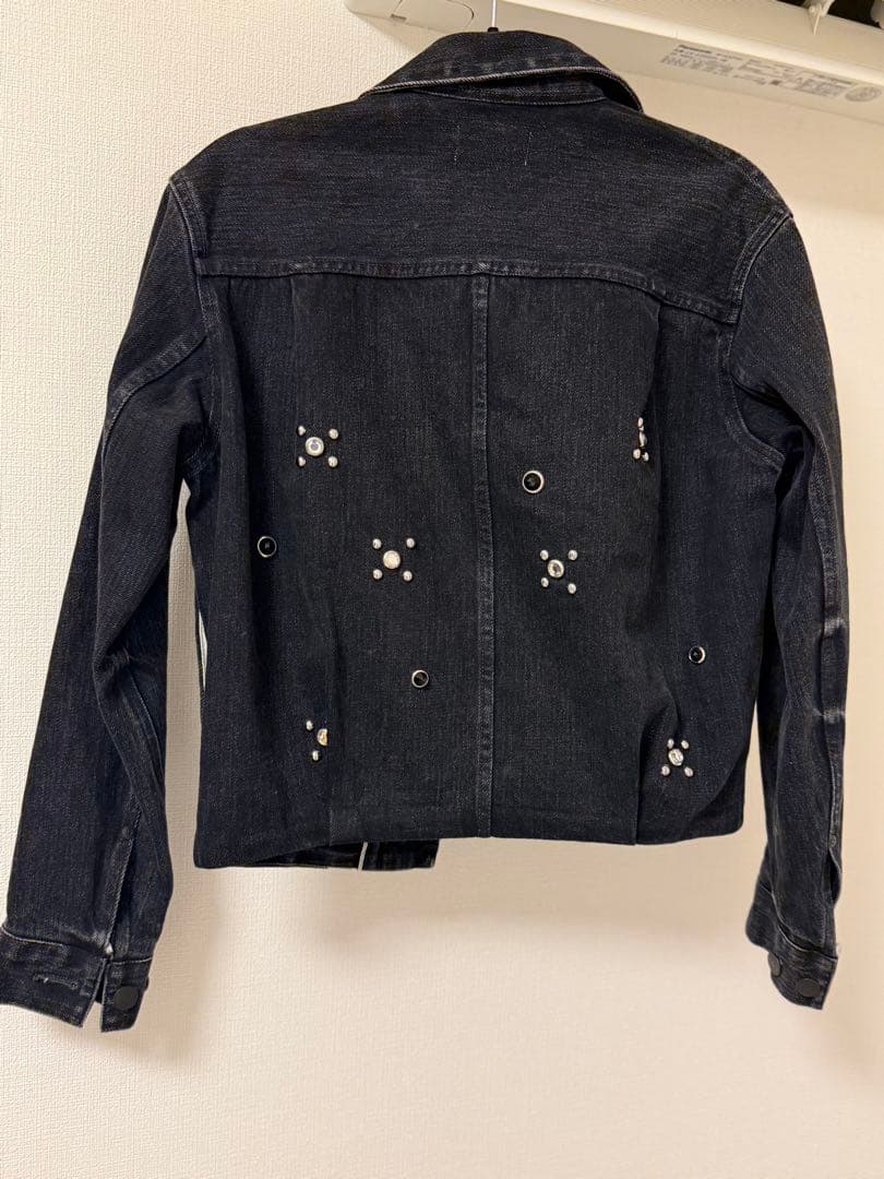 TANAKA ブラックデニムジャケット ビジュー装飾