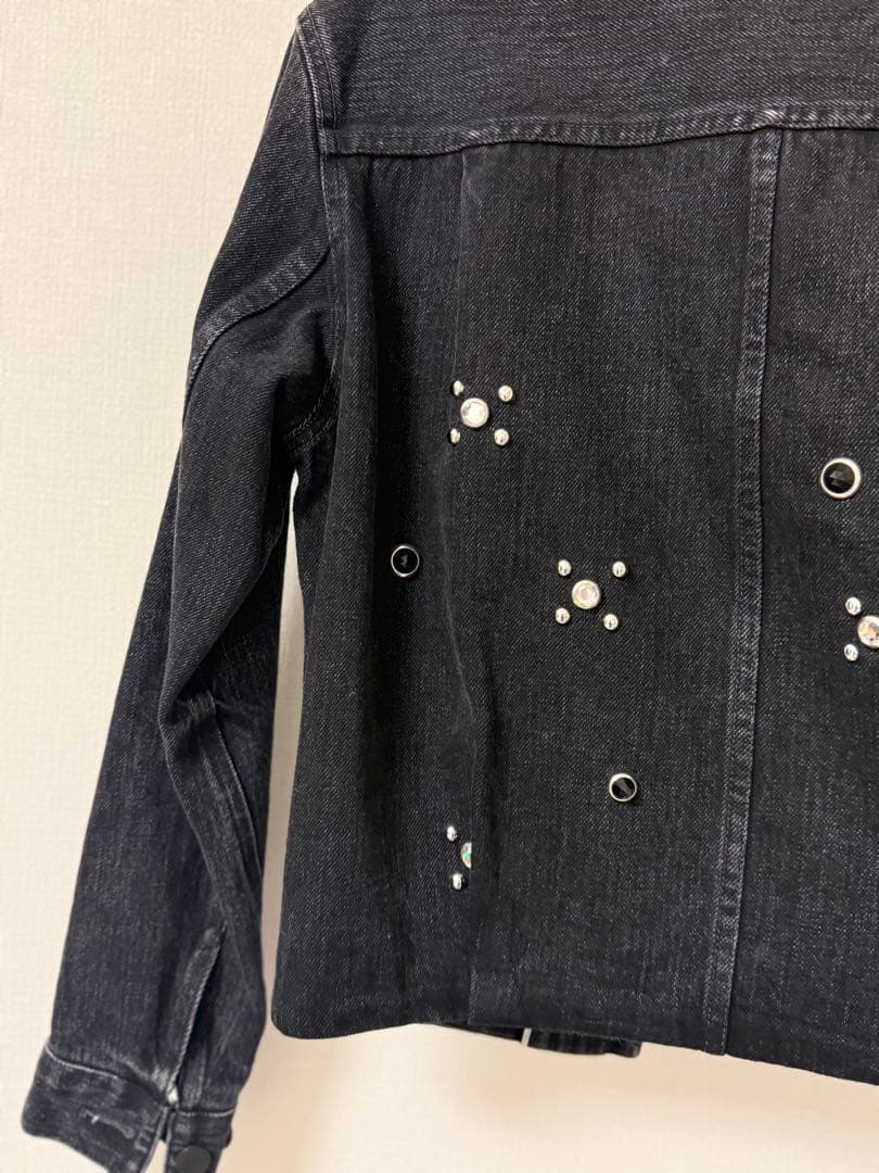 TANAKA ブラックデニムジャケット ビジュー装飾