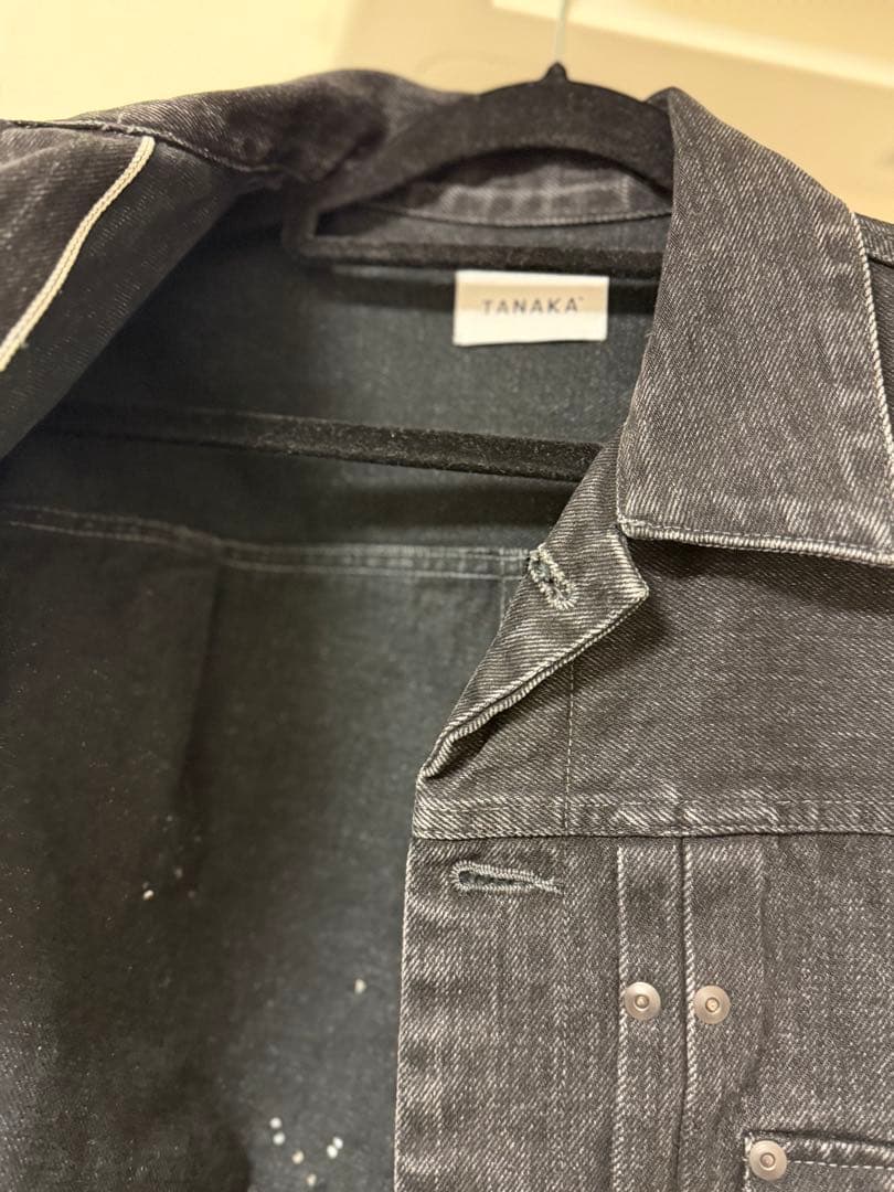 TANAKA ブラックデニムジャケット ビジュー装飾