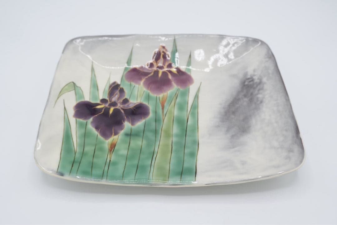 京焼　清水焼　陶葊　あやめ　角皿