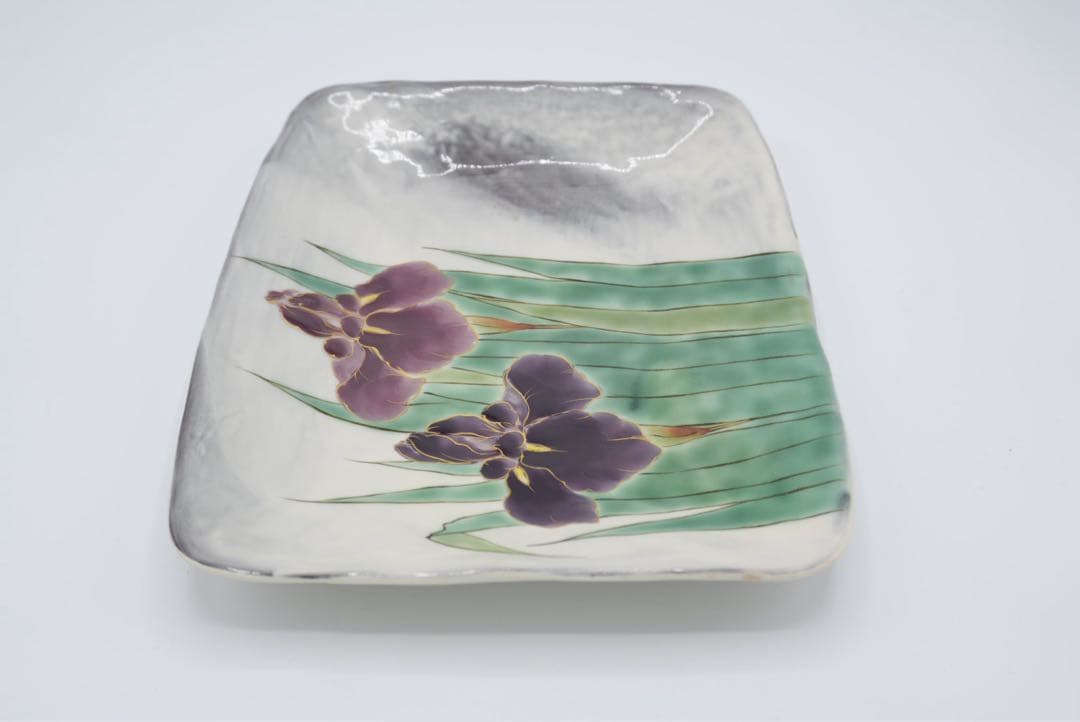 京焼　清水焼　陶葊　あやめ　角皿