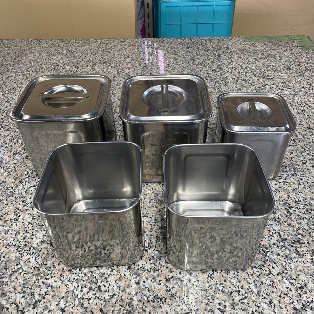 深型角キッチンポット 5点セット 業務用 調味料ケース キッチン 保存容器格安