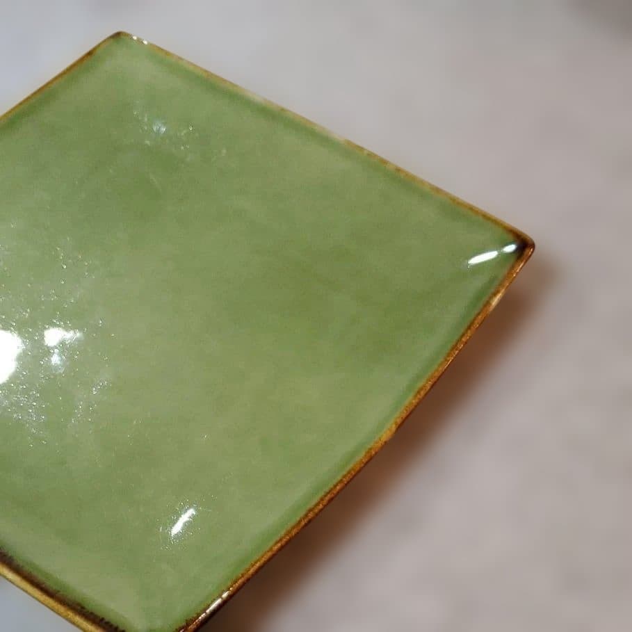 wakei Jenggala グリーン　角皿 ３枚セット