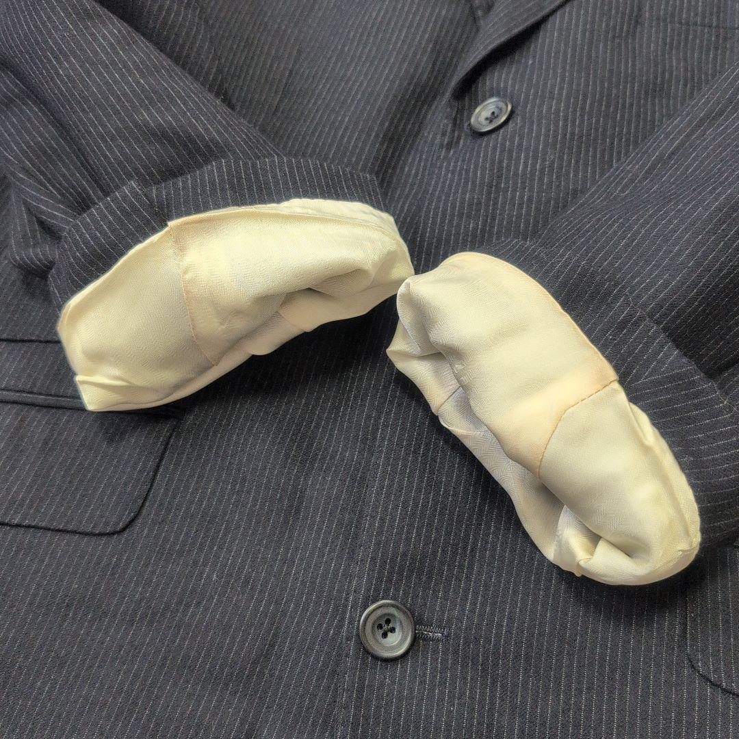 BEAMS F セットアップスーツ ストライプ スリーピース ネイビー 100