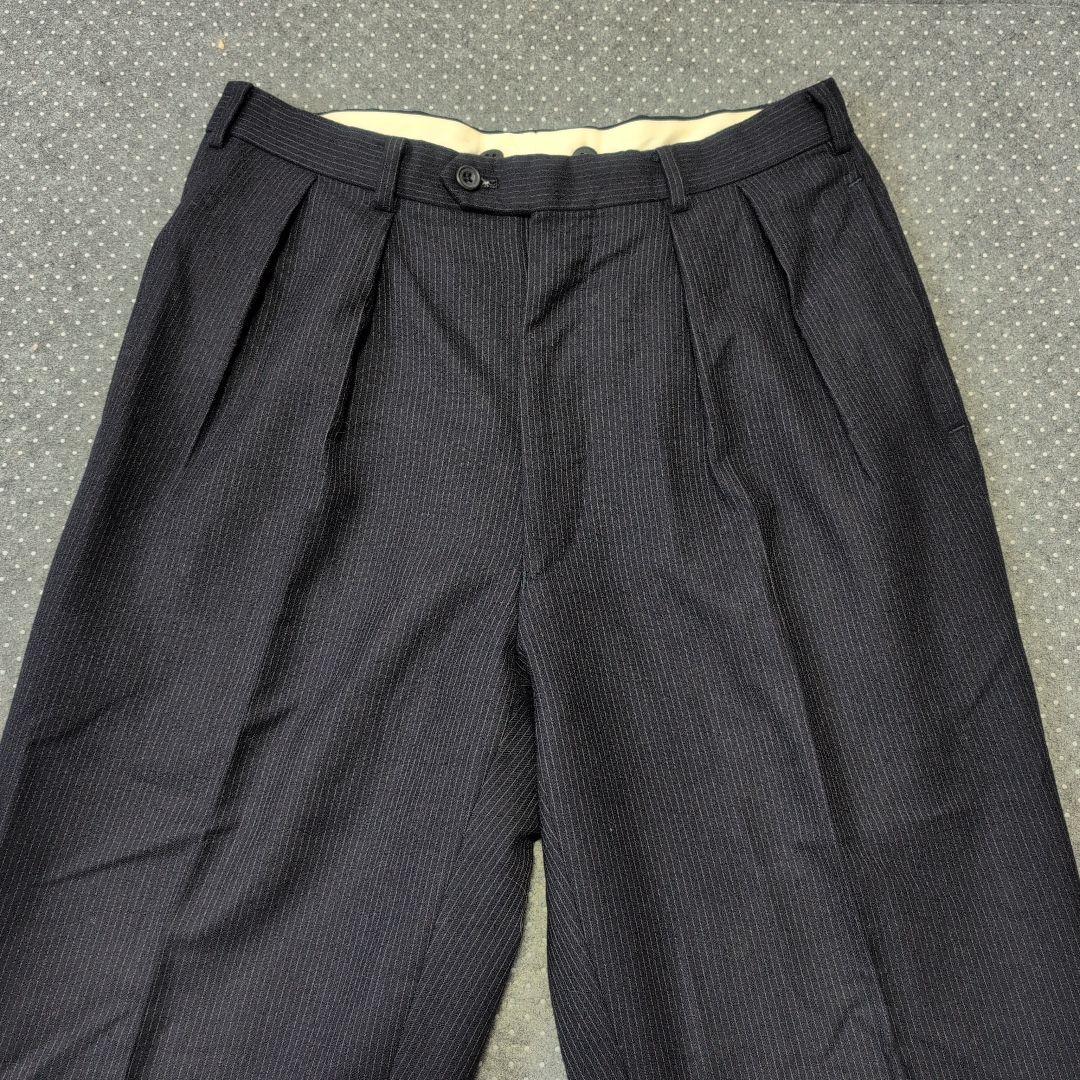 BEAMS F セットアップスーツ ストライプ スリーピース ネイビー 100