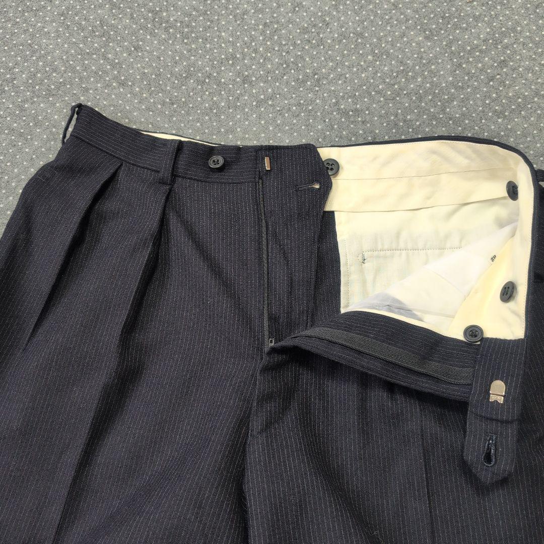 BEAMS F セットアップスーツ ストライプ スリーピース ネイビー 100