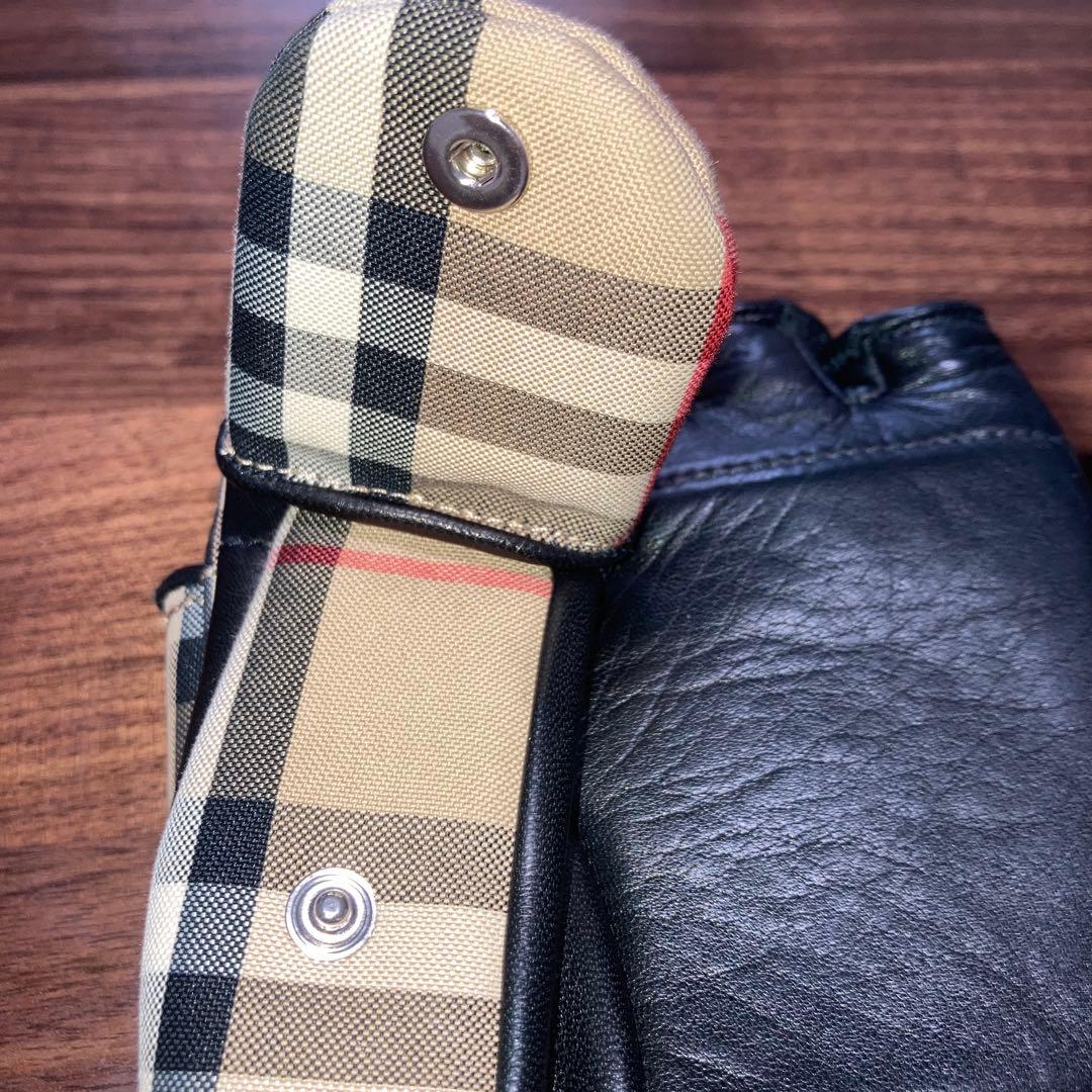 極美品　正規品　BURBERRY レザーグローブ　M バーバリー　手袋　ミトン