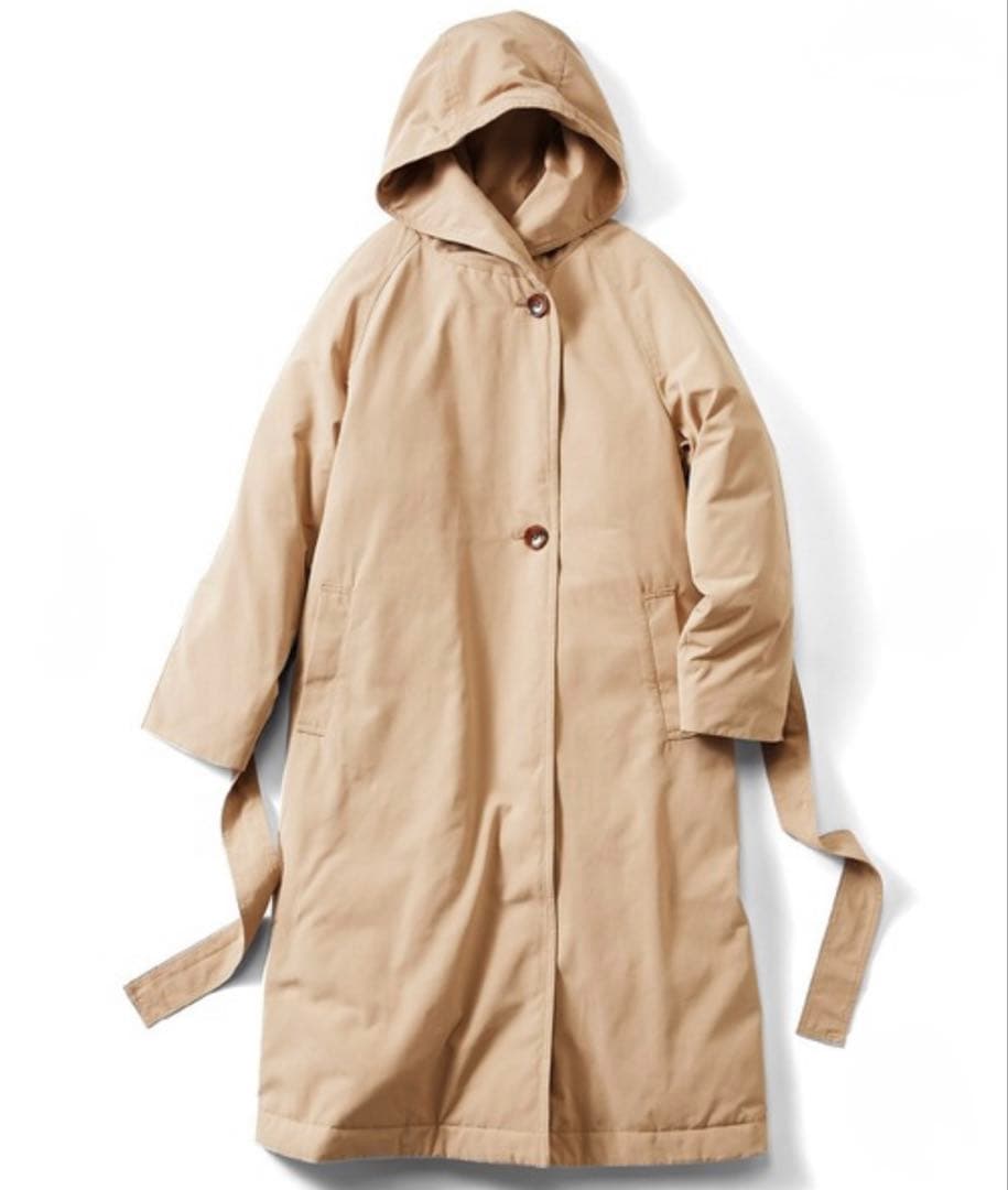 美品 IDEIT イディット すっきりロング丈ダウンコート ベージュ L