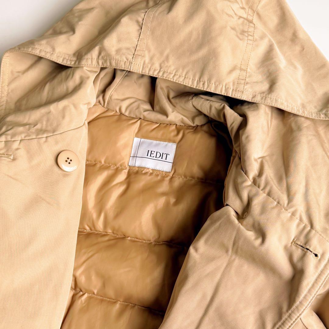 美品 IDEIT イディット すっきりロング丈ダウンコート ベージュ L