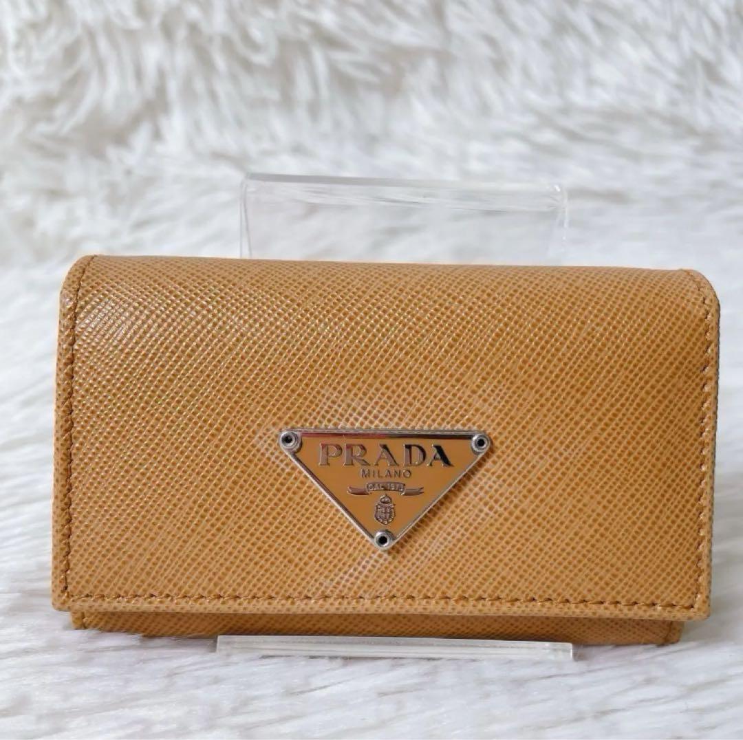 PRADA 6連 キーケース サフィアーノレザー トライアングル オレンジ