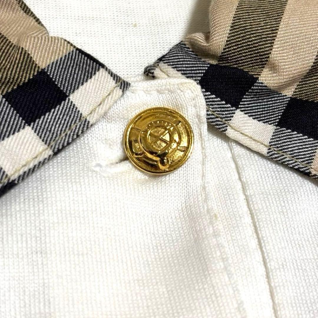 ジョー様 バーバリー ポロシャツ 長袖 ノバチェック 金ボタン 大きいサイズ