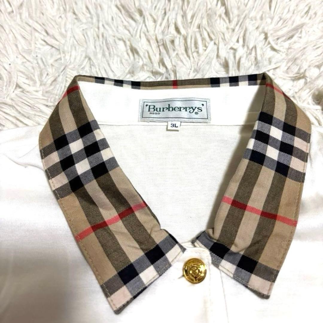 ジョー様 バーバリー ポロシャツ 長袖 ノバチェック 金ボタン 大きいサイズ