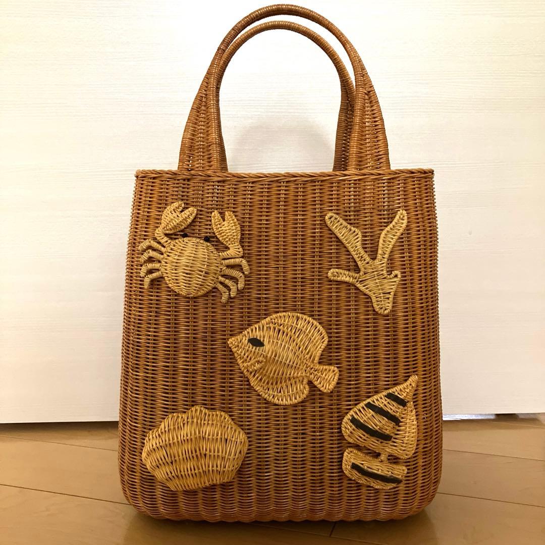 美品　セブンテン　SEVENTEN ラタンマリンバッグ　カゴバッグ　ブラウン