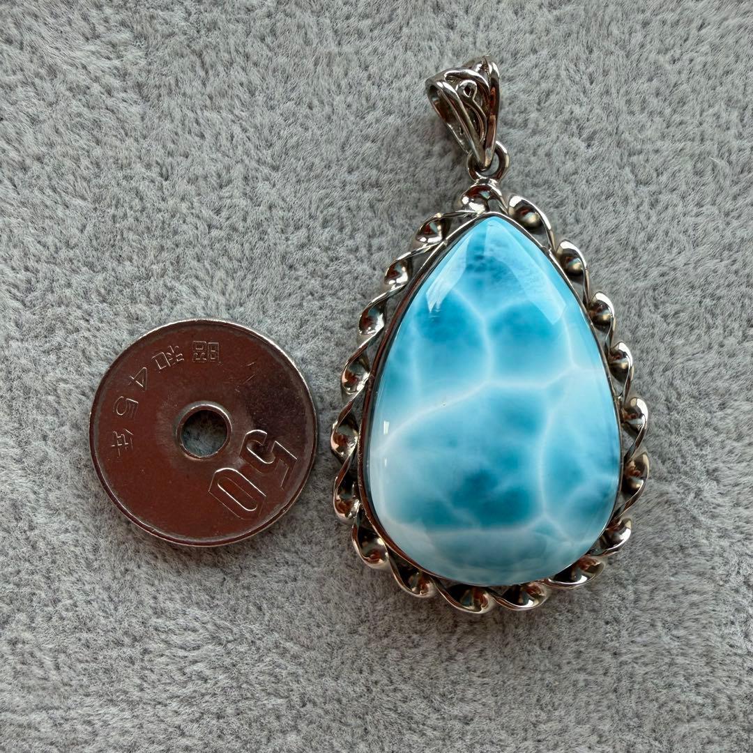 天然石ラリマー滴型ペンダント