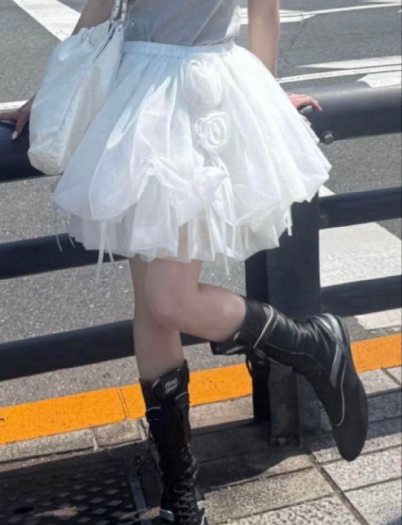 treatürself Rosemotif ribbon tulle skirt