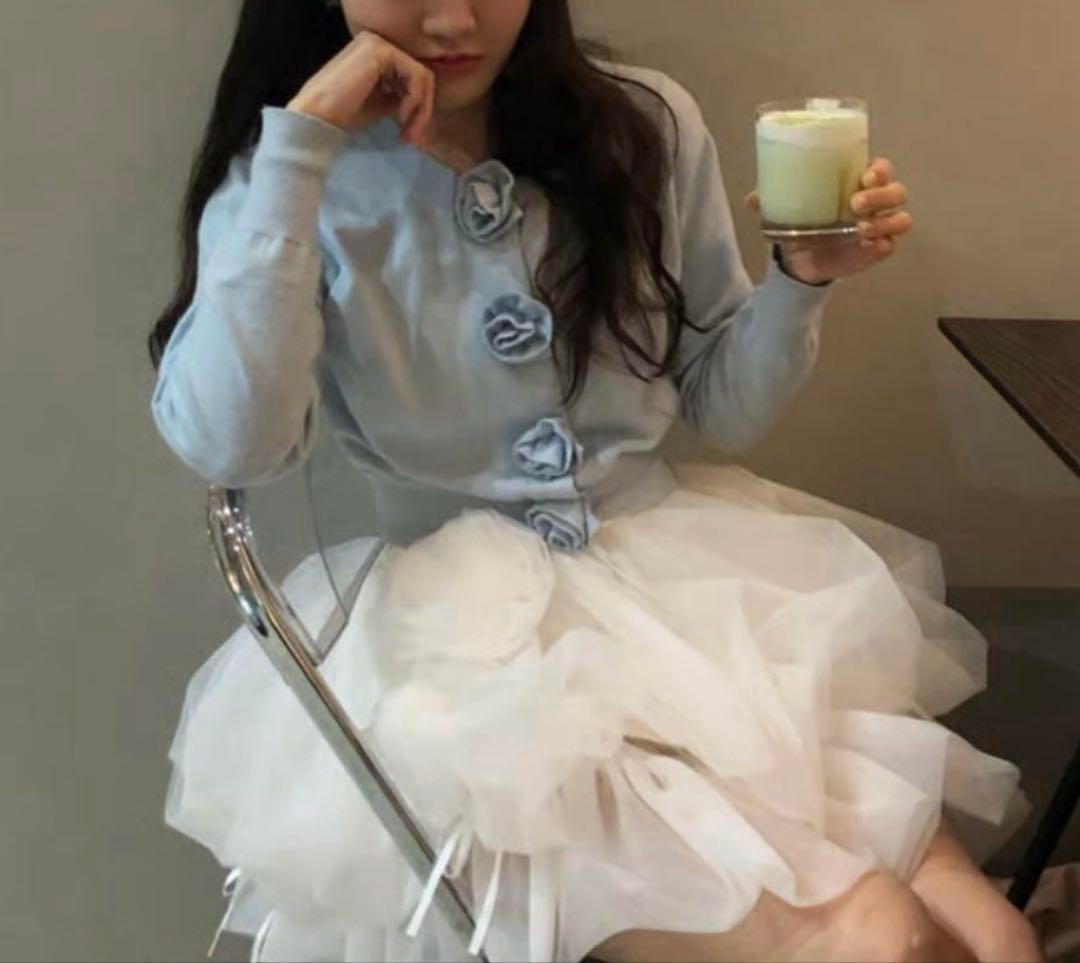 treatürself Rosemotif ribbon tulle skirt