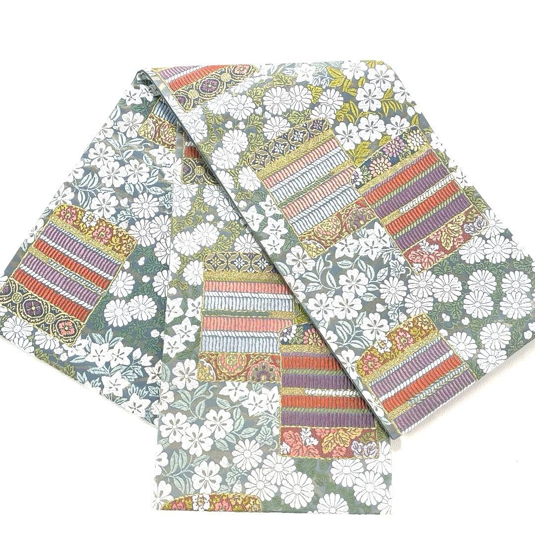 専用帯6143 ●東京ますいわ屋扱い 鎧小花文 高級 正絹 六通 袋帯 威毛