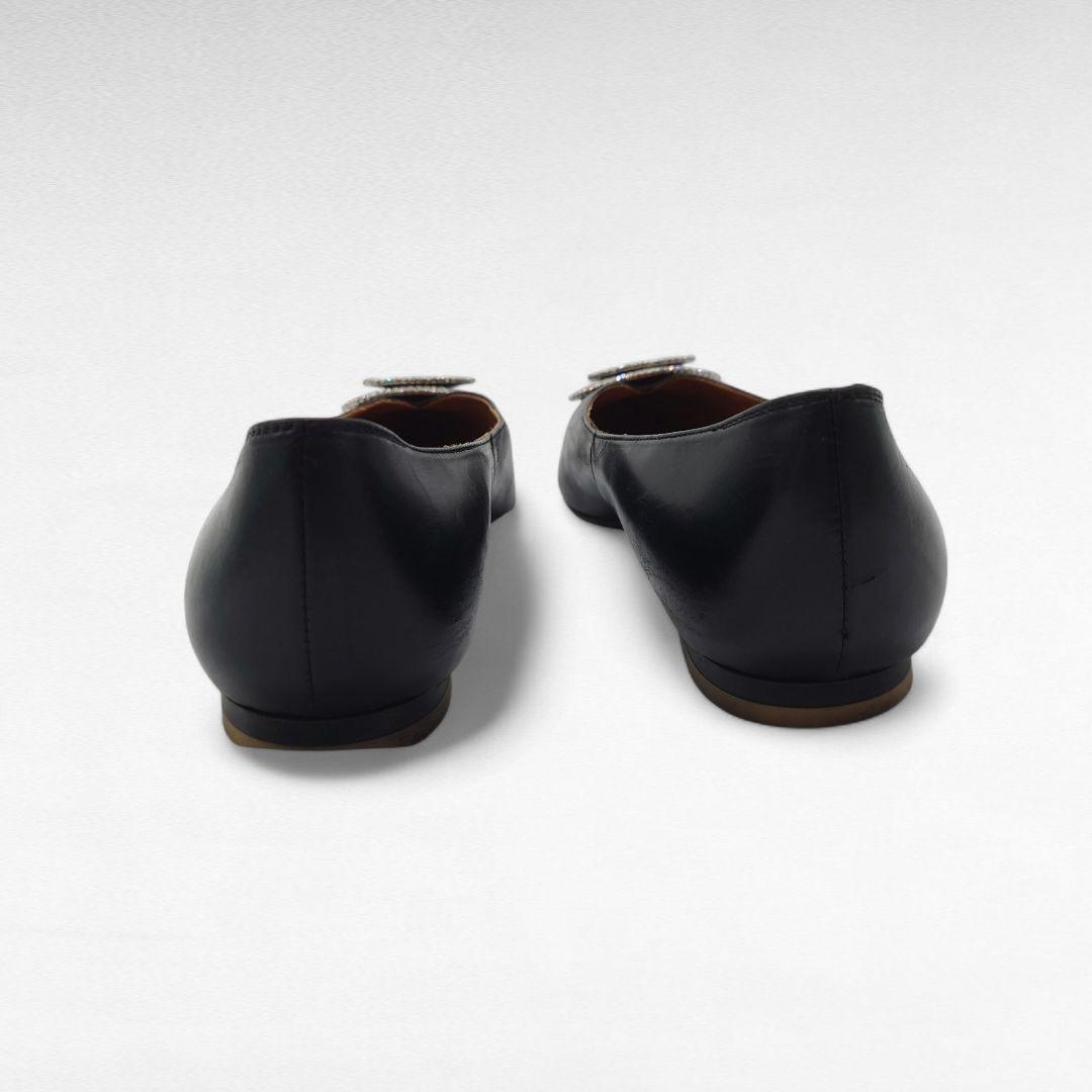 PIPPICHIC ピッピシック JEWERLY 黒 レザー フラットシューズ