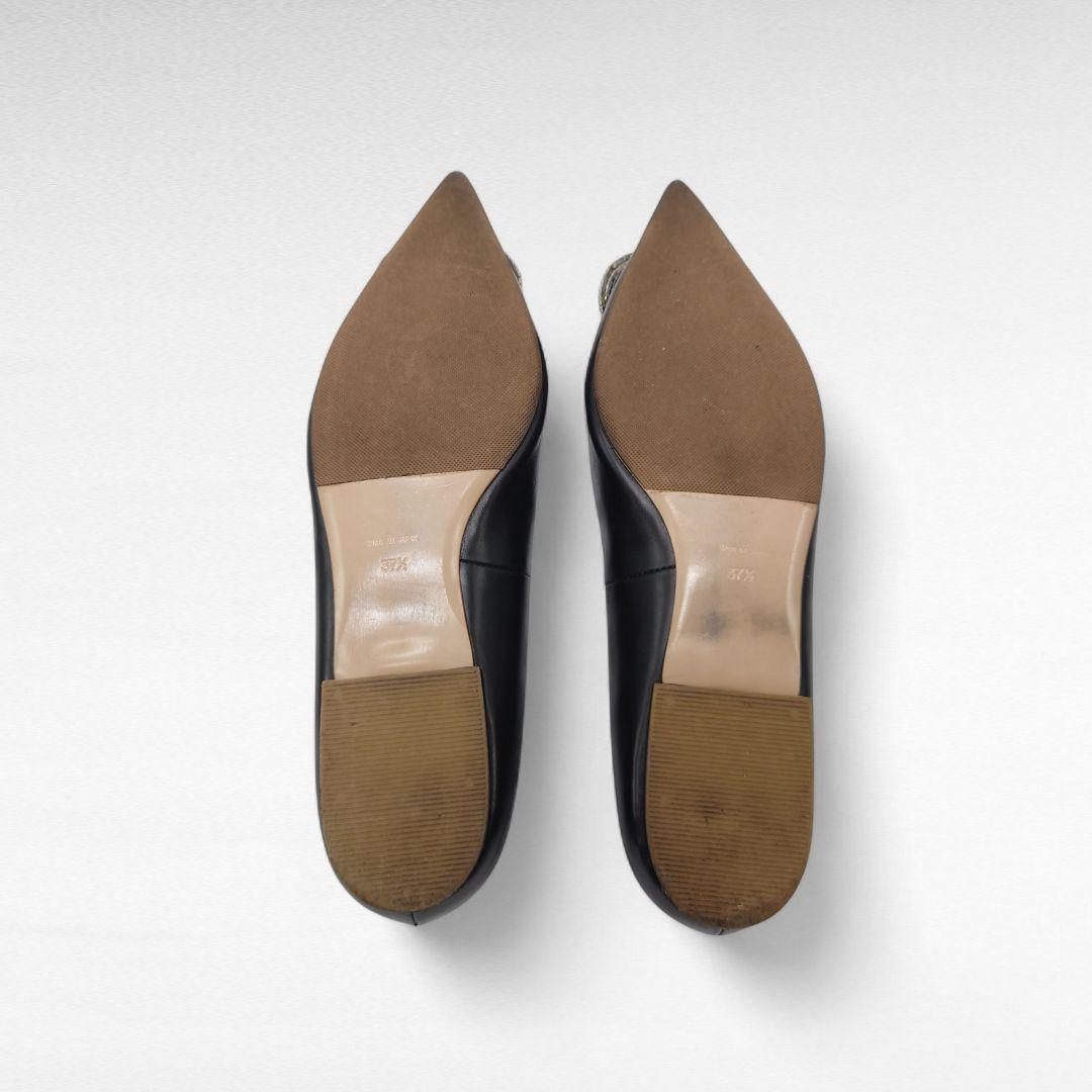 PIPPICHIC ピッピシック JEWERLY 黒 レザー フラットシューズ