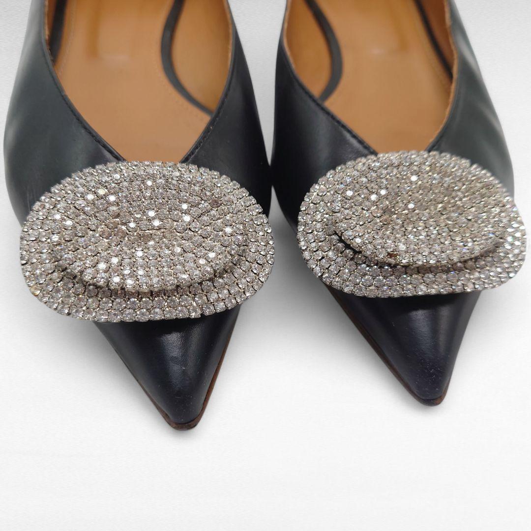 PIPPICHIC ピッピシック JEWERLY 黒 レザー フラットシューズ