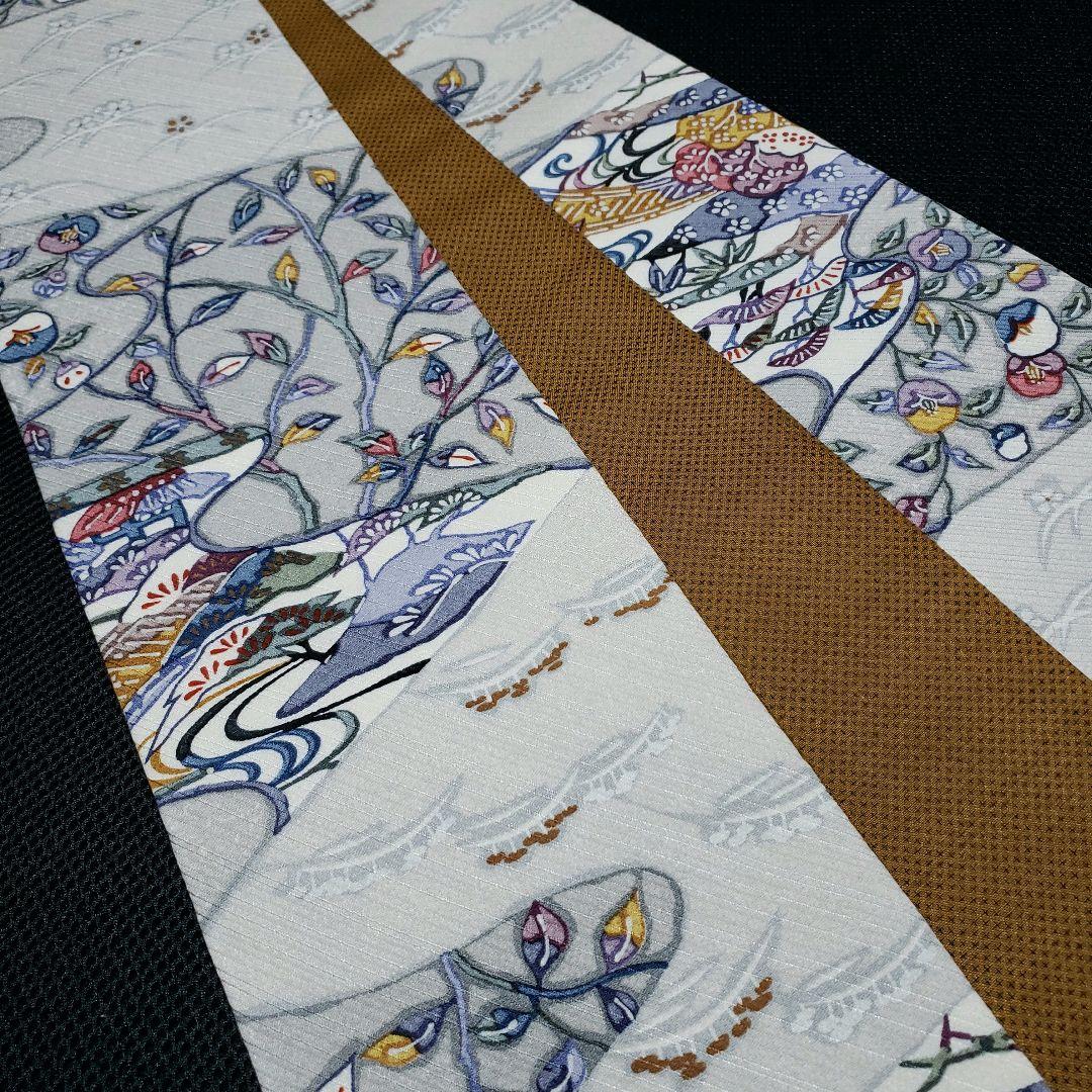 半幅帯 紅型ちりめん× 蚊絣紬 正絹 リバーシブル