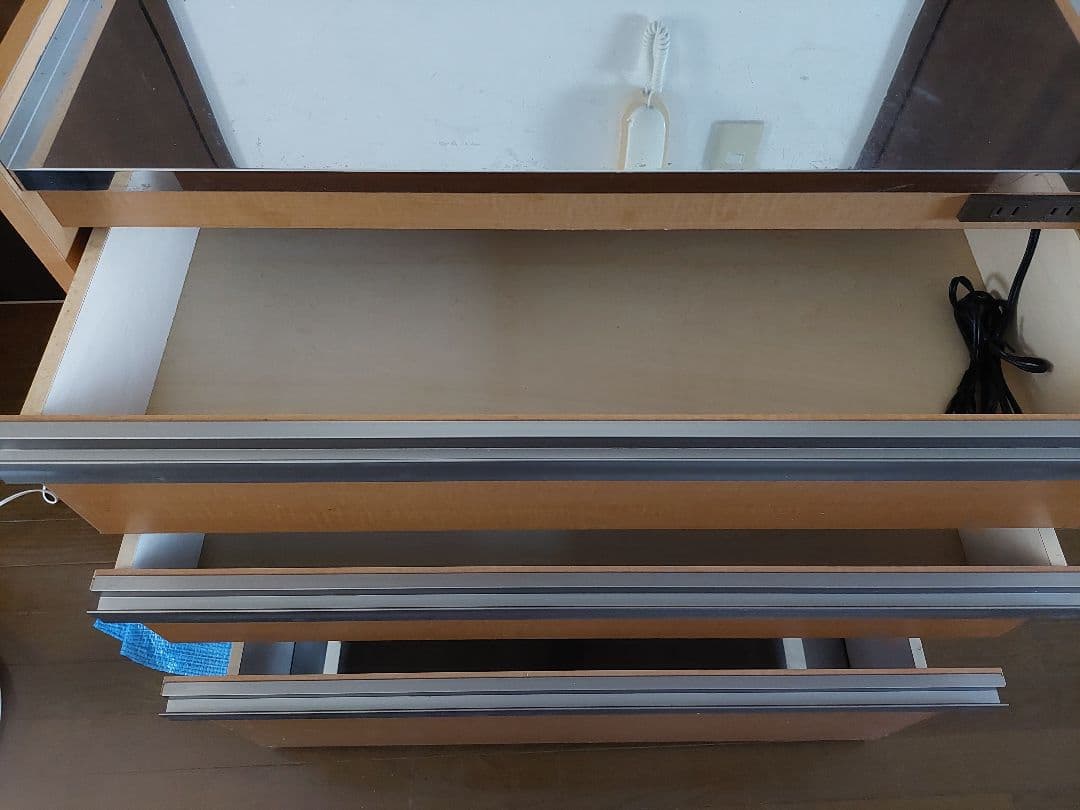 木製キッチンカウンター 3段引き出し付き