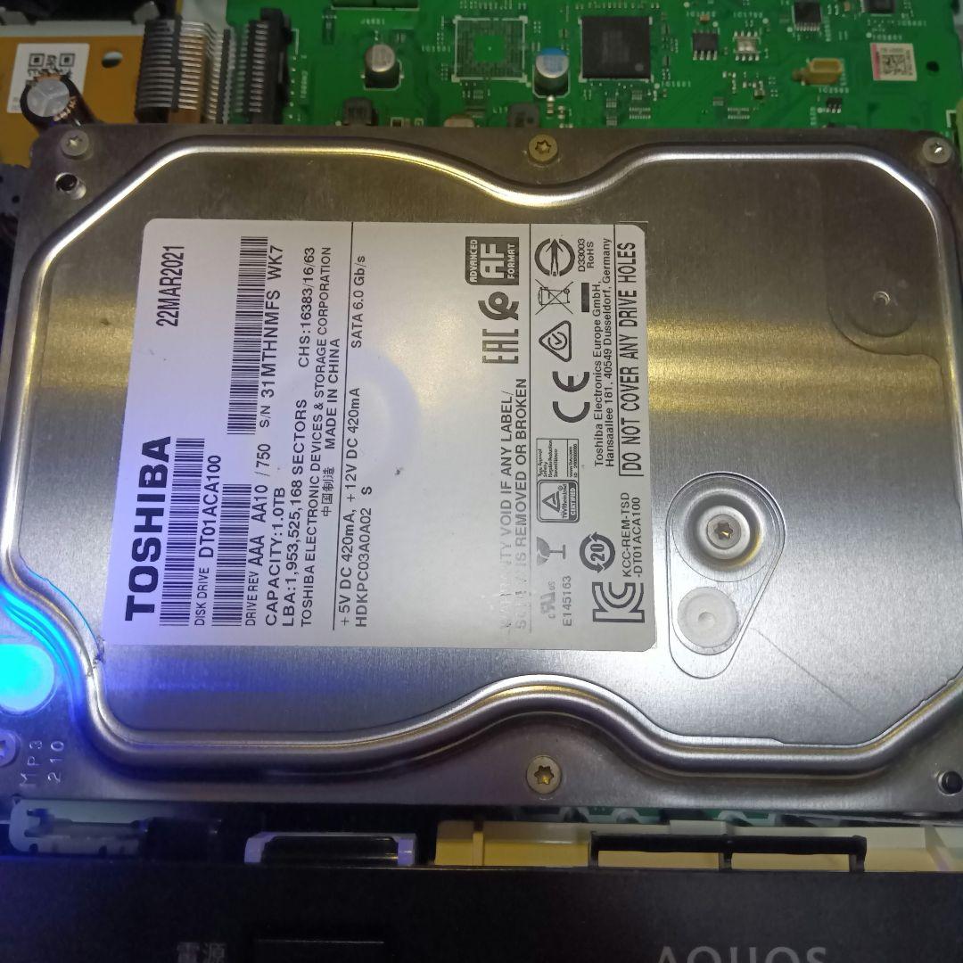 SHARP AQUOSブルーレイ BD-NW1000　HDD新同品交換第5