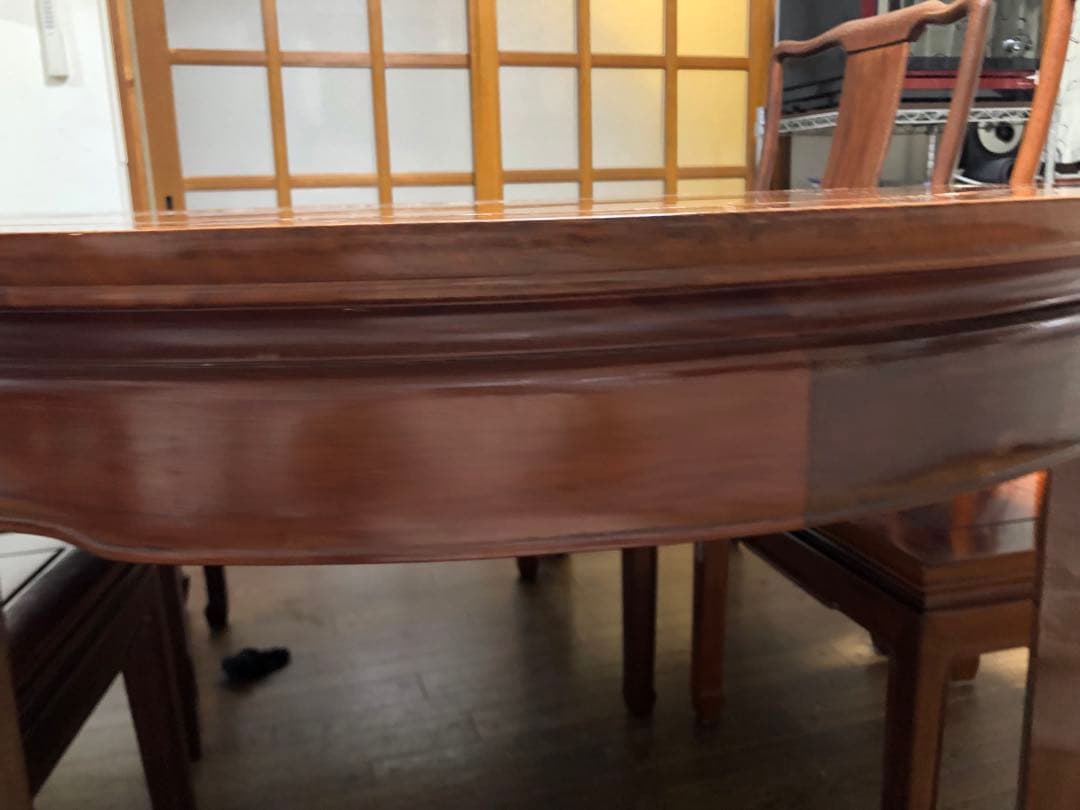 木製 楕円形 ダイニングテーブル 6脚用