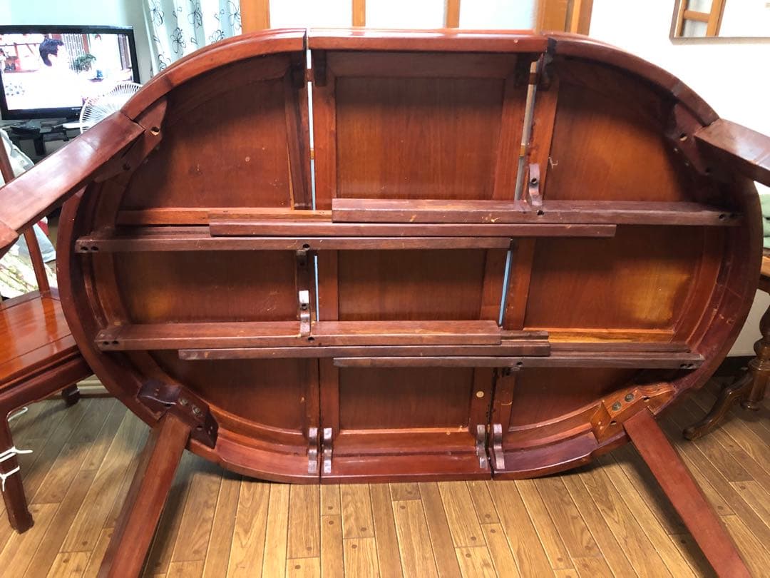 木製 楕円形 ダイニングテーブル 6脚用