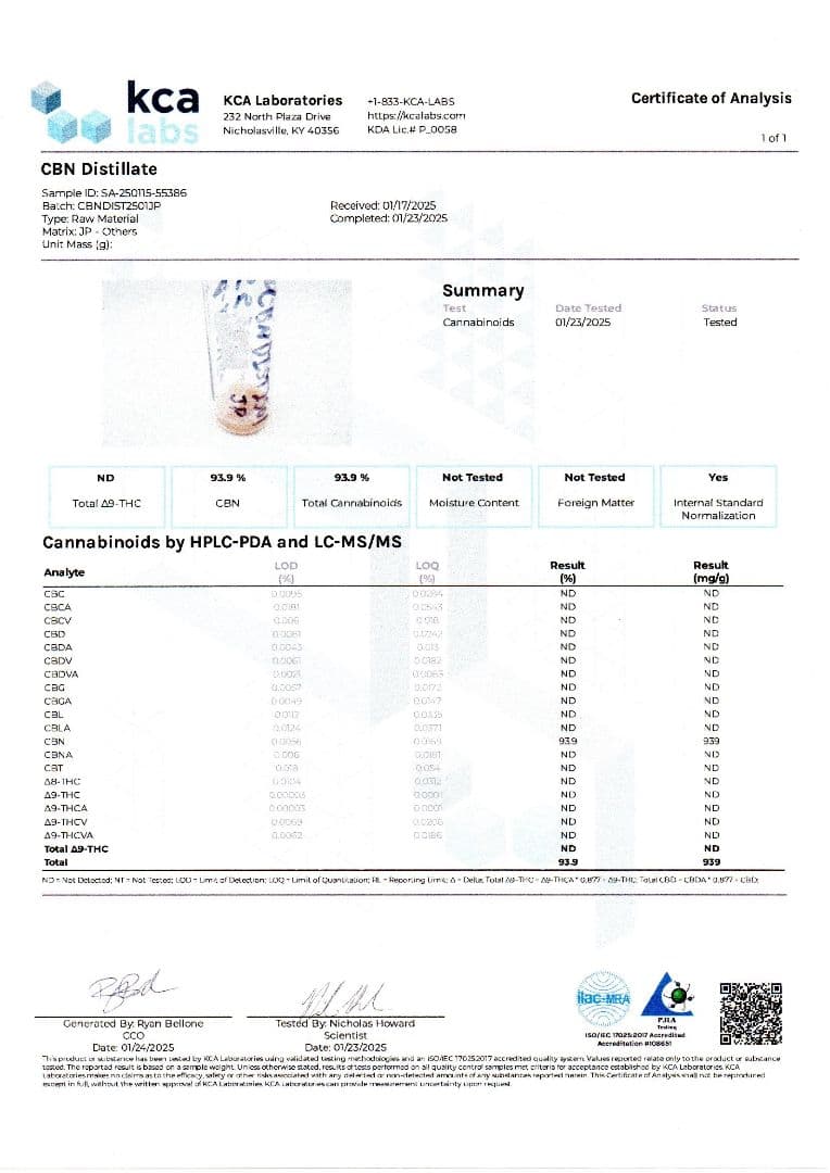 【20G+10G】CBN ディストレート原料 CBD