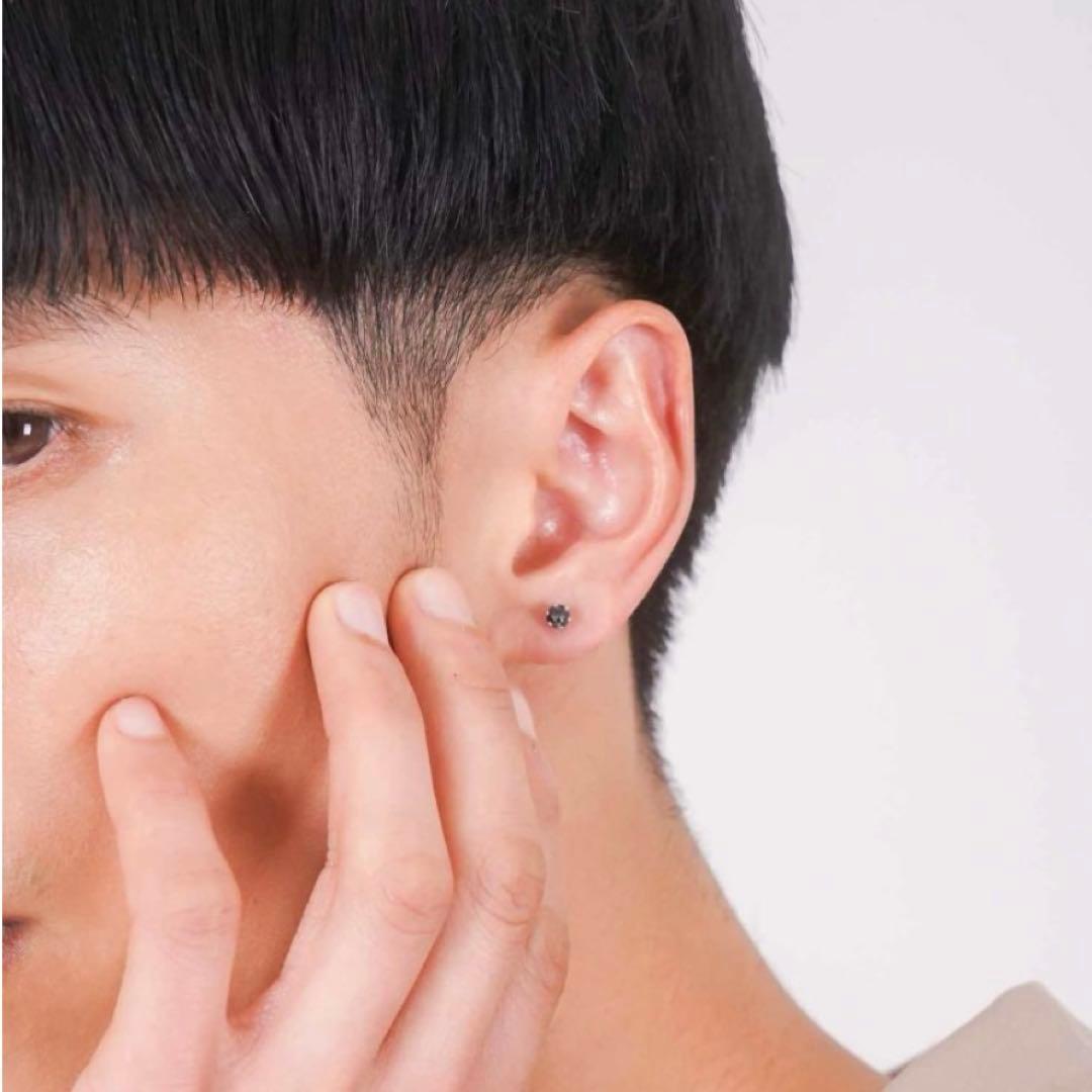 ライオンハート プラチナ ブラック ダイヤモンド ピアス Mサイズ 0.25ct