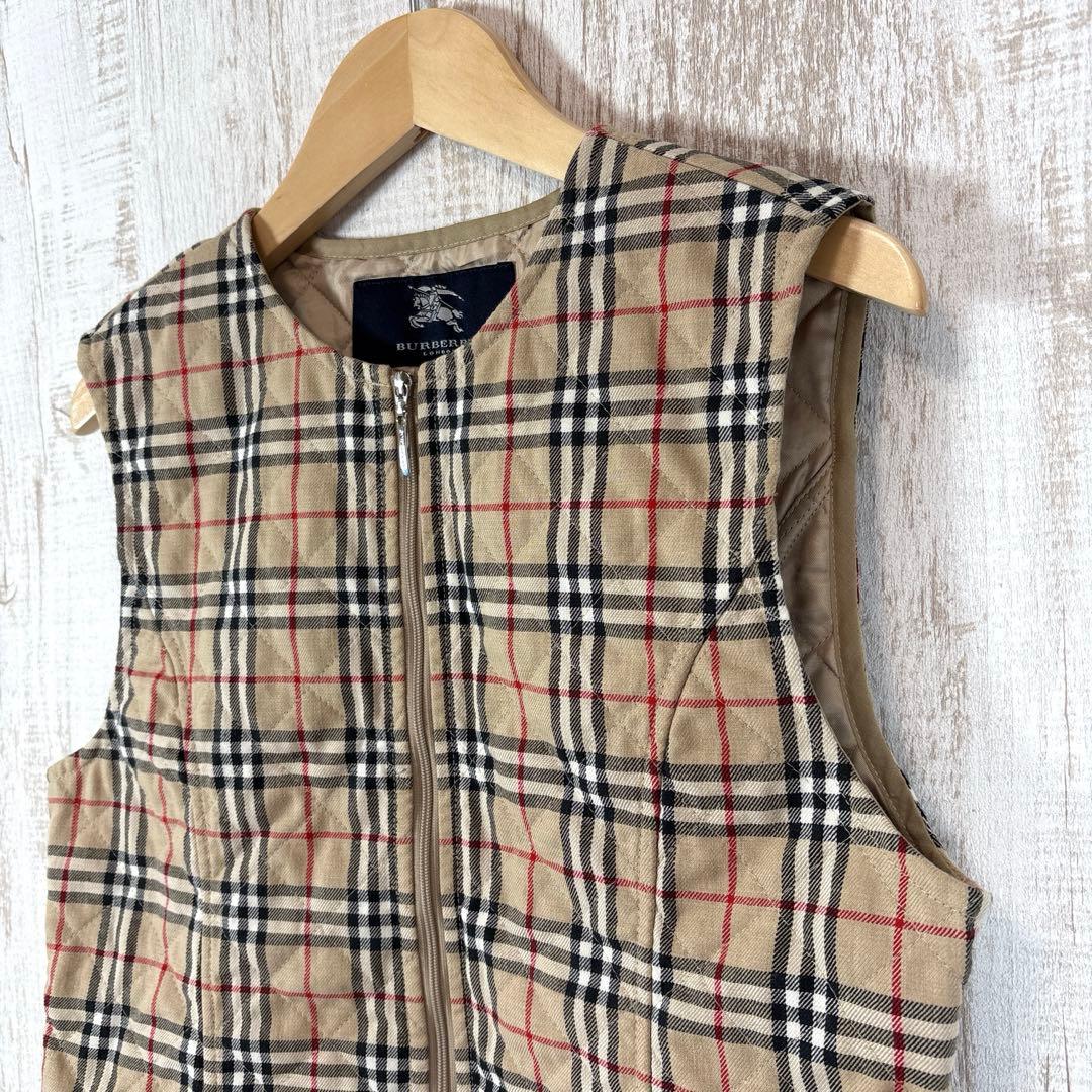 美品 バーバリーロンドン ノバチェック キルティング 中綿 ジップ ベスト