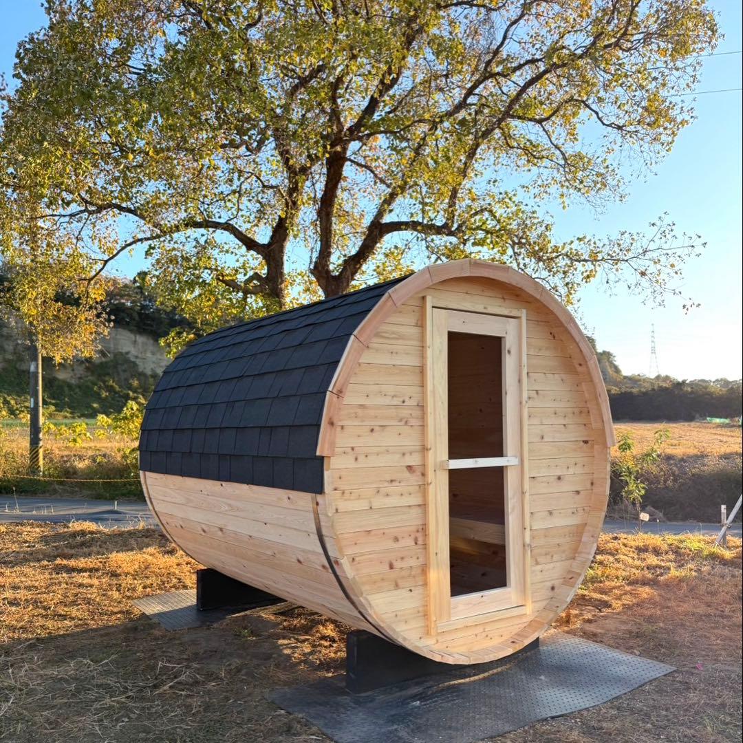 【新シリーズ特別価格】【本格派】✨檜作り✨大型バレルサウナ　ストーブ付き